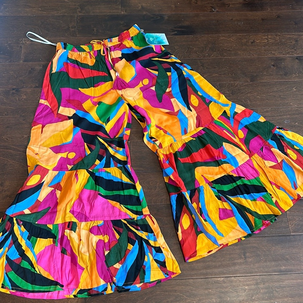 True Destinations Resort Wear Flare Pants Beach Coverup New